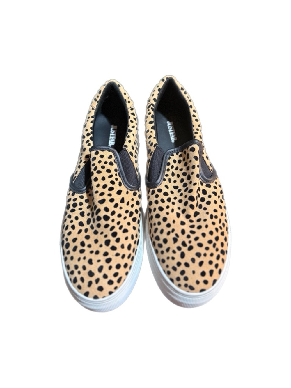 JustFab Cheetah Print Slip-On Sneakers - Tan/Black